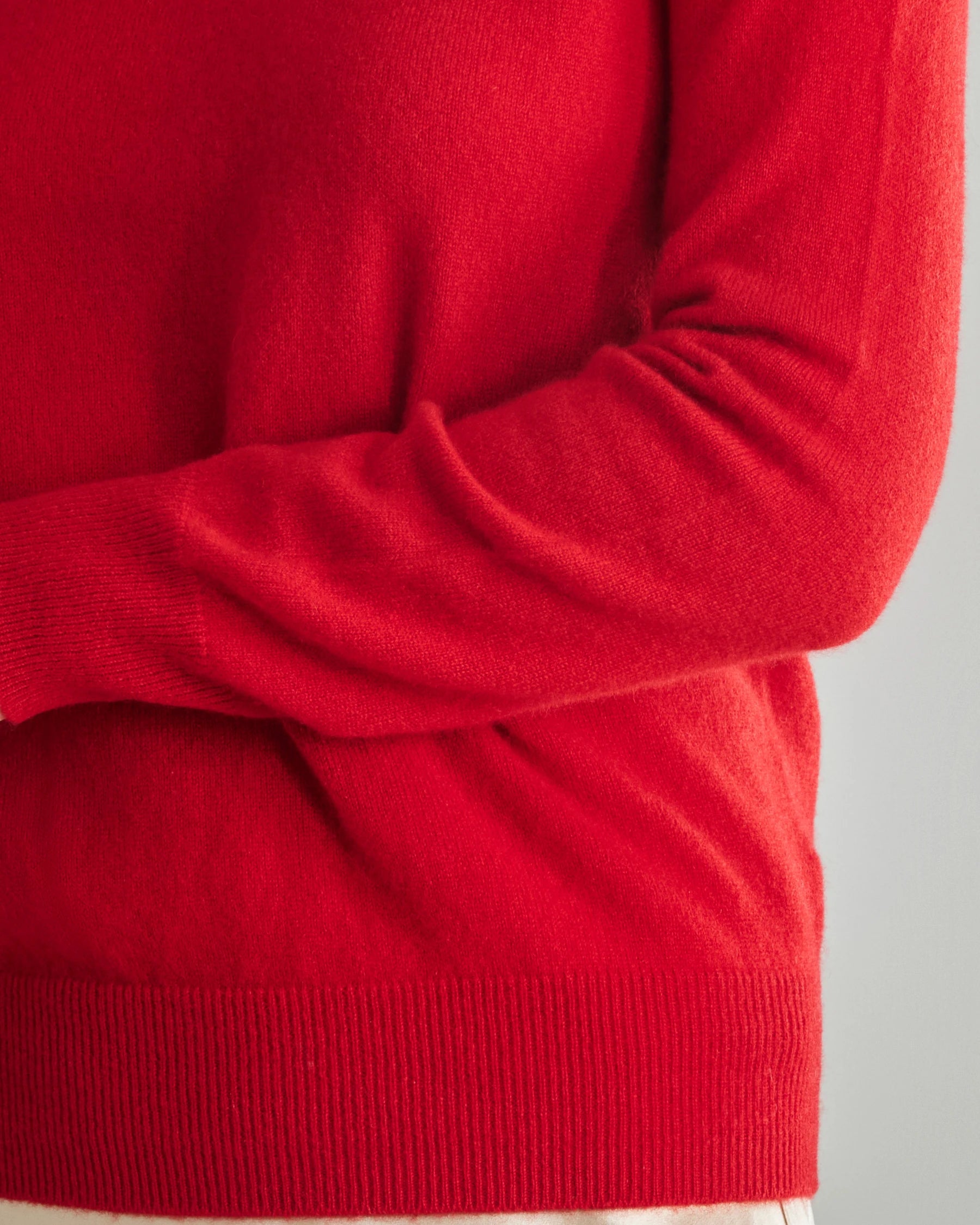 Mock Neck Cashmere Sweater, Red