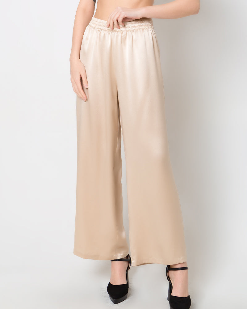 Silk Satin Wide Leg Pants