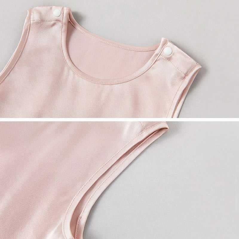 Round Neck Baby Silk Tank, Pink