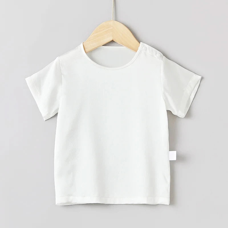 Short Sleeve Baby Silk T-Shirt, White