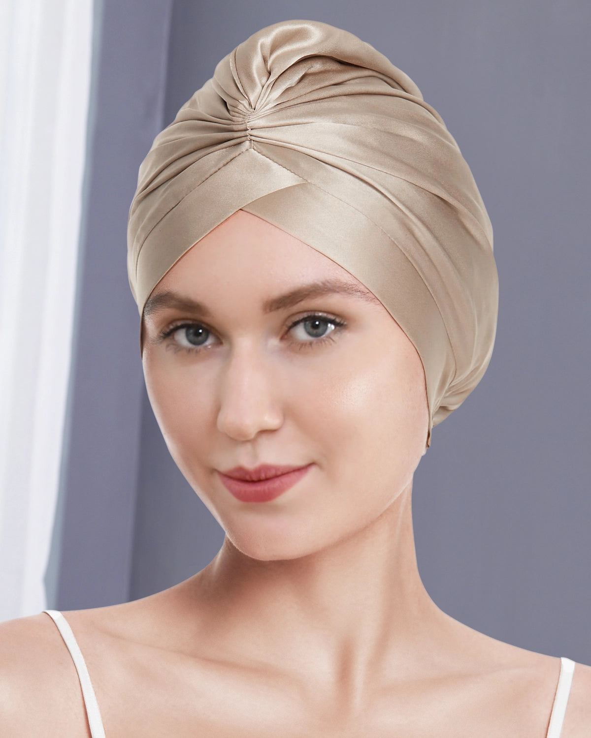 Silk Wrap Hair Turban, Champagne