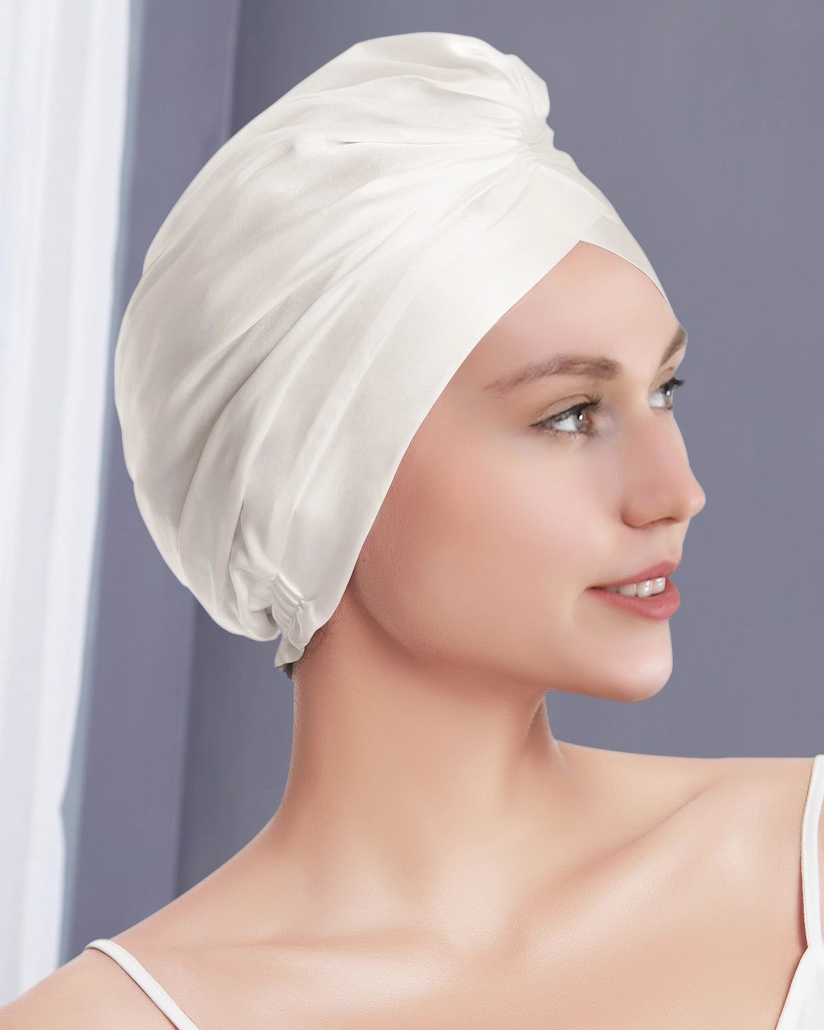 Silk Wrap Hair Turban, Ivory