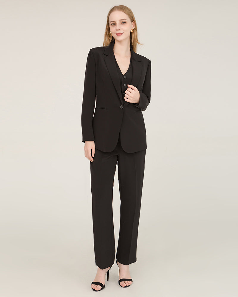 40 Momme Silk Peak Collar Blazer Black