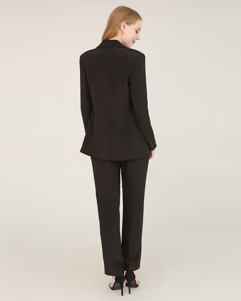 40 Momme Silk Peak Collar Blazer Black