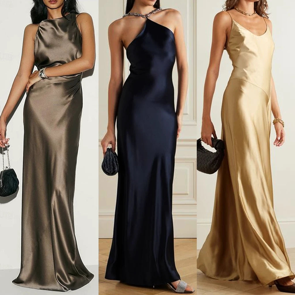 DAISYSILK Womens Silk Sleeveless Midi Dress Straight Dress Crew Neck