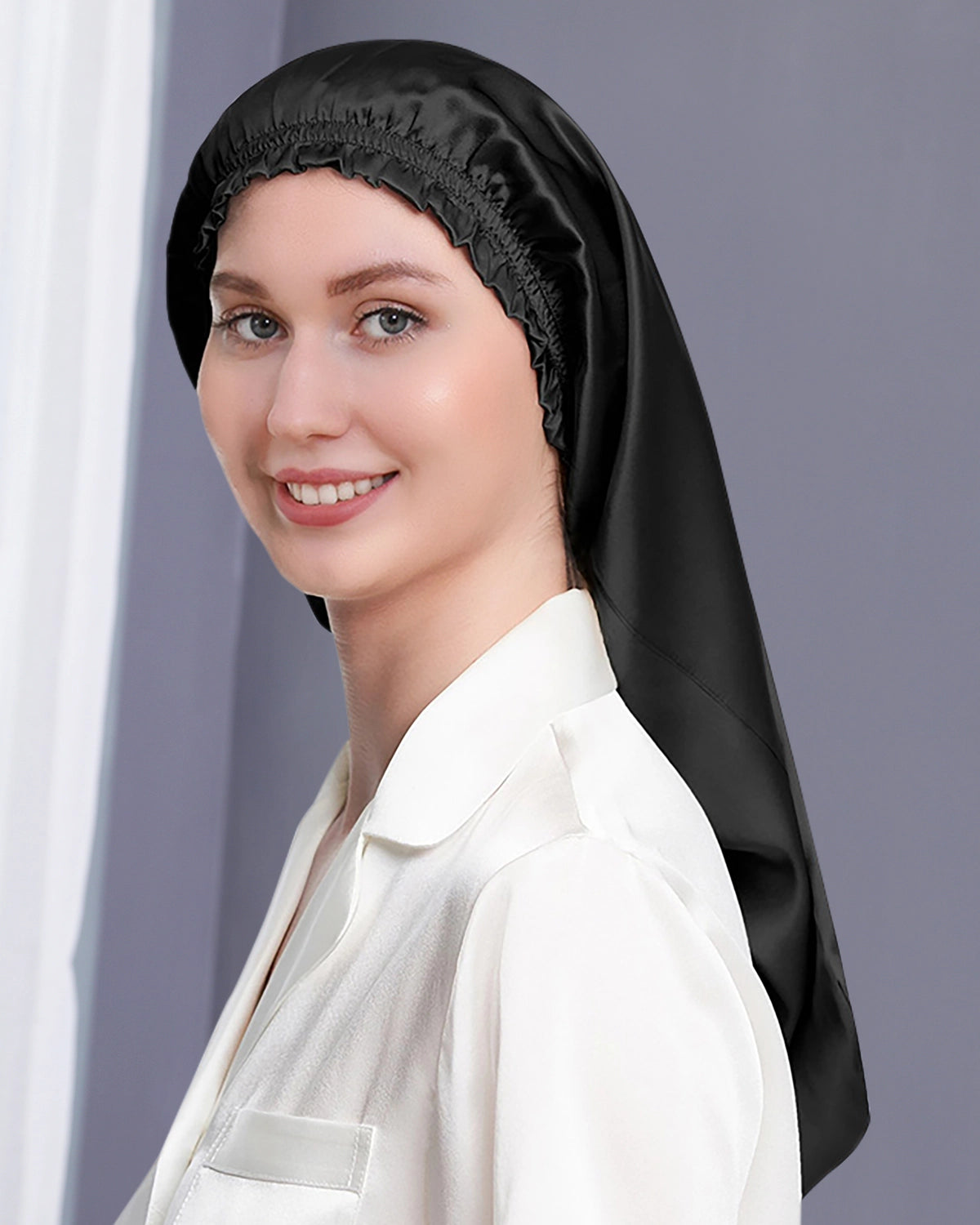 Mulberry Silk Bonnet For Hair, Black