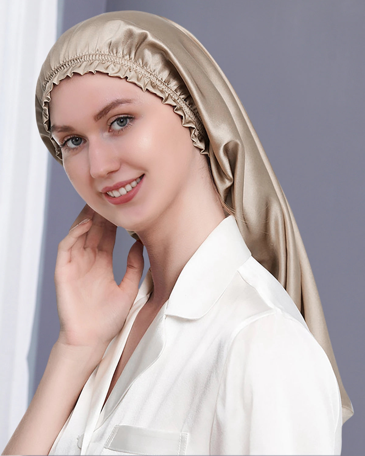 Mulberry Silk Bonnet For Hair, Champagne