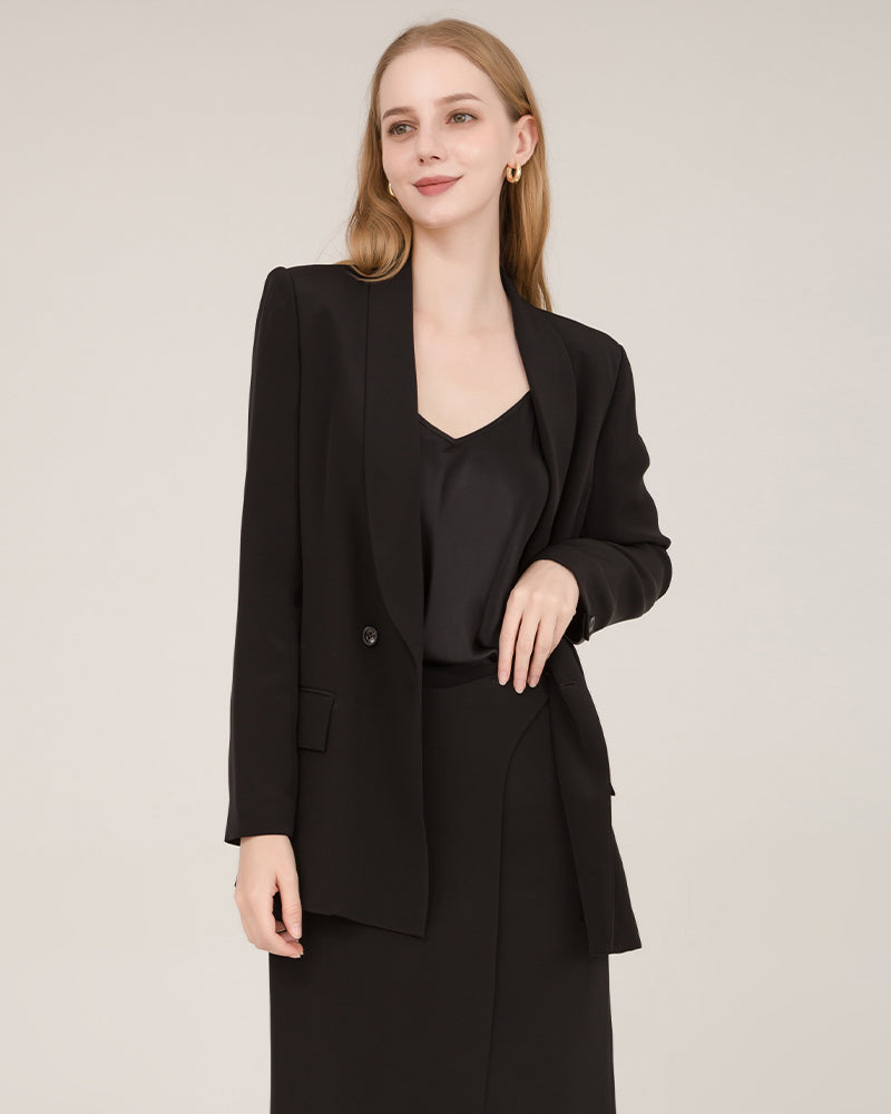 40 Momme Silk Shawl Collar Blazer - DAISYSILK