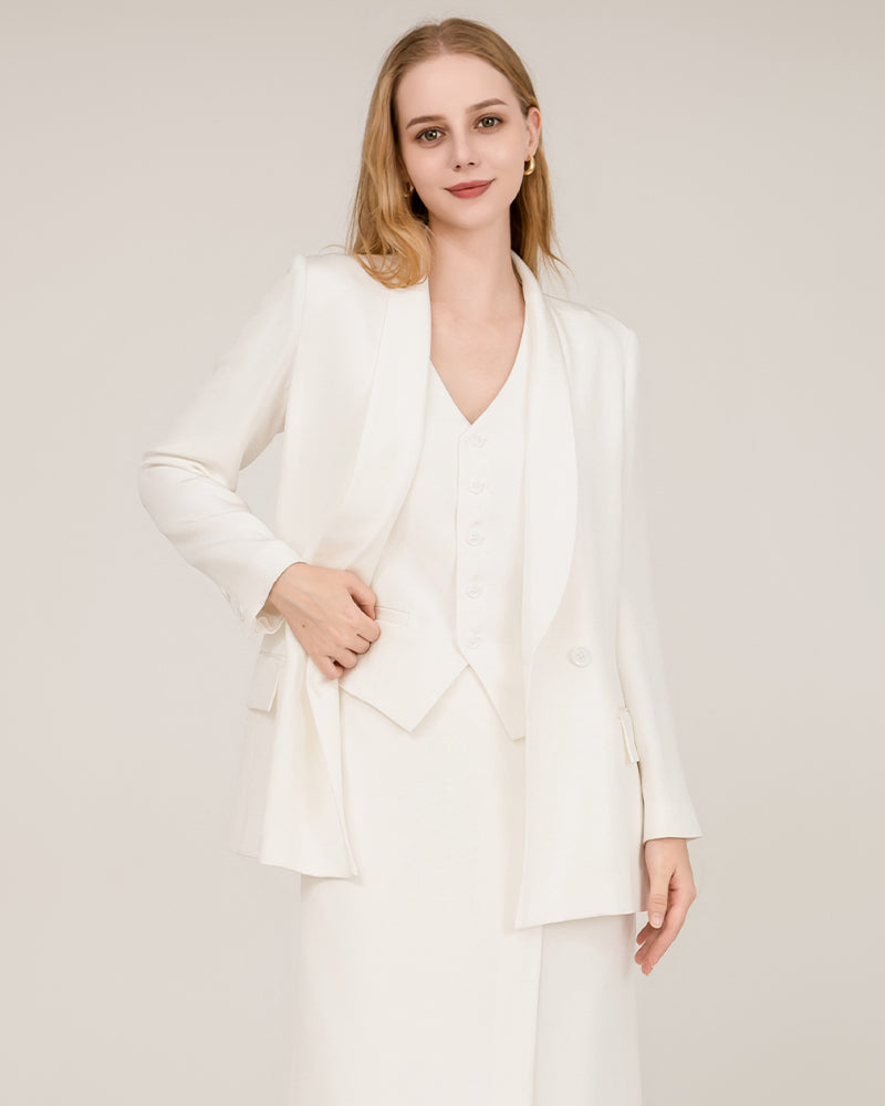 40 Momme Silk Shawl Collar Blazer - DAISYSILK