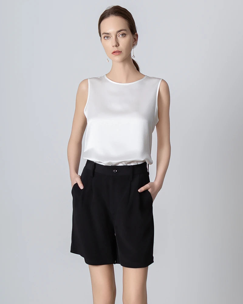 40 Momme Silk Bermuda Shorts, Black