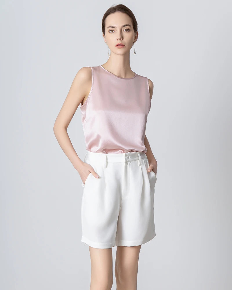 40 Momme Silk Bermuda Shorts, White