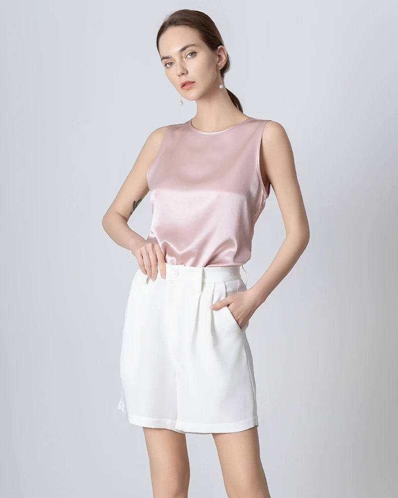 40 Momme Silk Bermuda Shorts, White