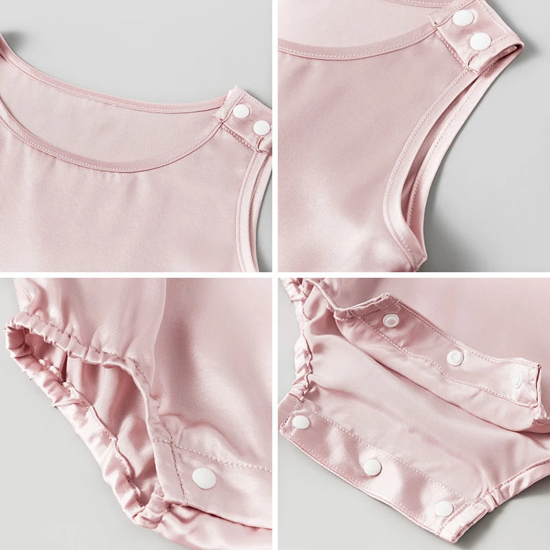 Sleeveless Baby Silk Onesies, Pink