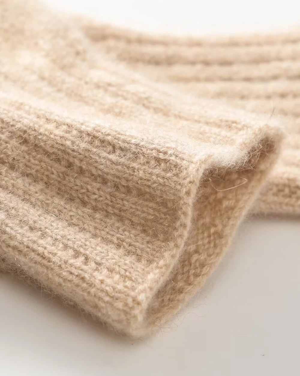 Soft Cashmere Knit Gloves, Beige