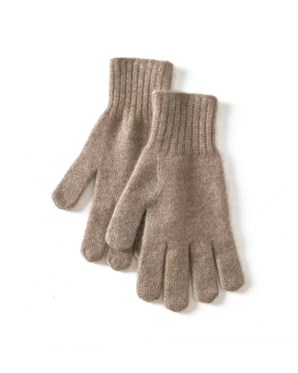 Soft Cashmere Knit Gloves, Brown