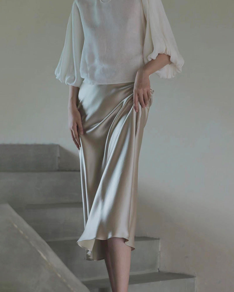 LOW RISE 100% SILK SKIRT
