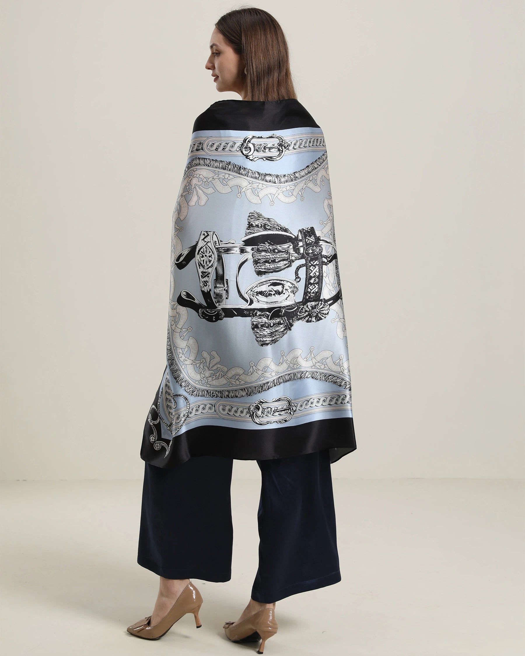 Vintage Silk Scarf,  Black