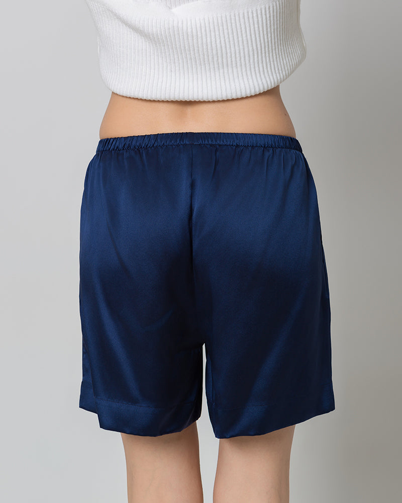 Women's Silk Pajama Shorts, Navy