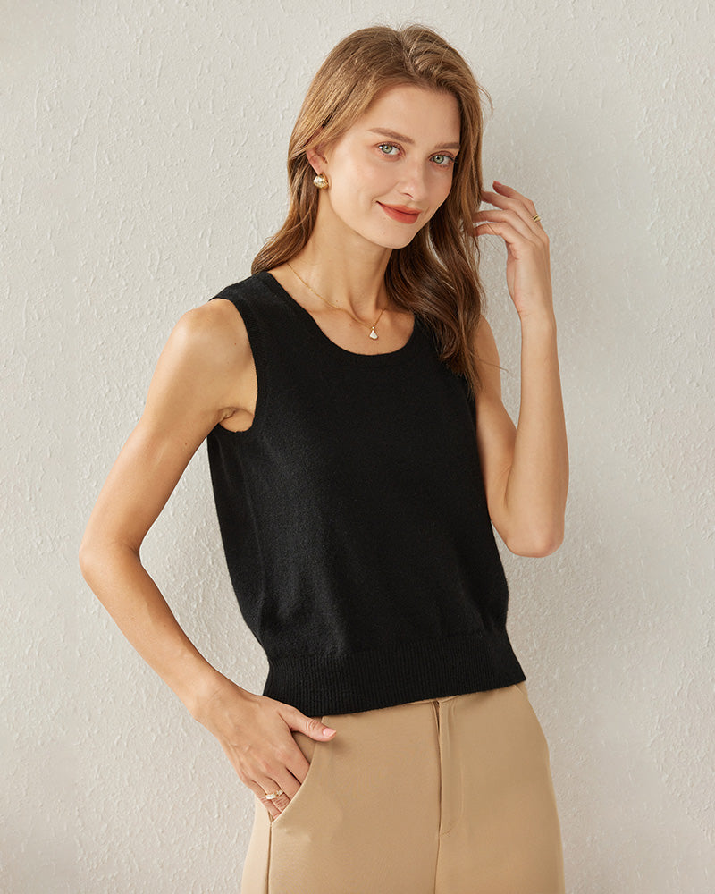 Women's Cashmere Tank Top, Black