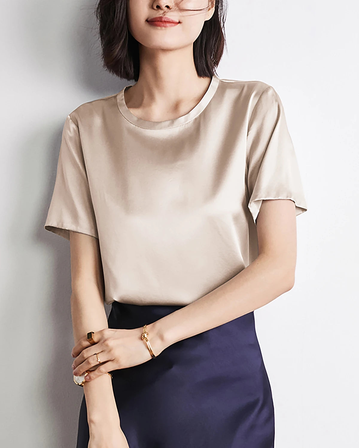 Short Sleeve Silk Blouse