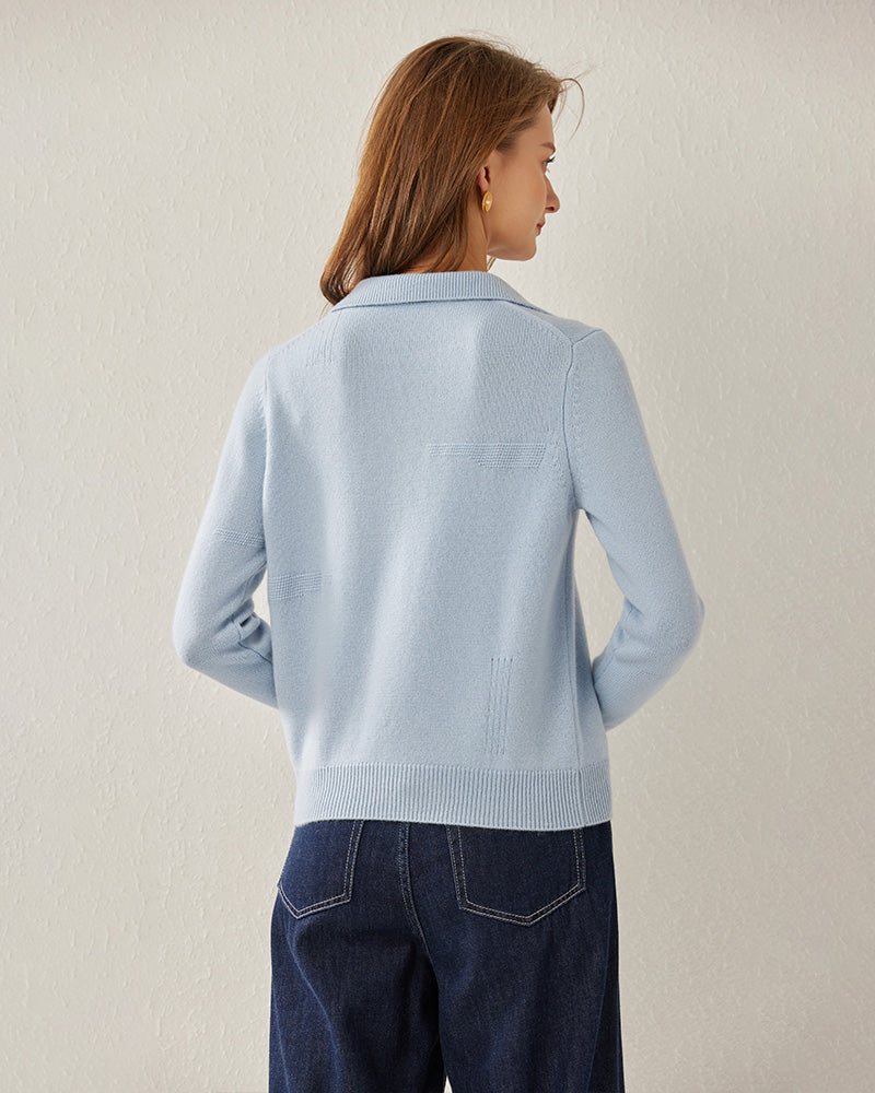 Women's Polo Collar Cashmere Sweater - DAISYSILK