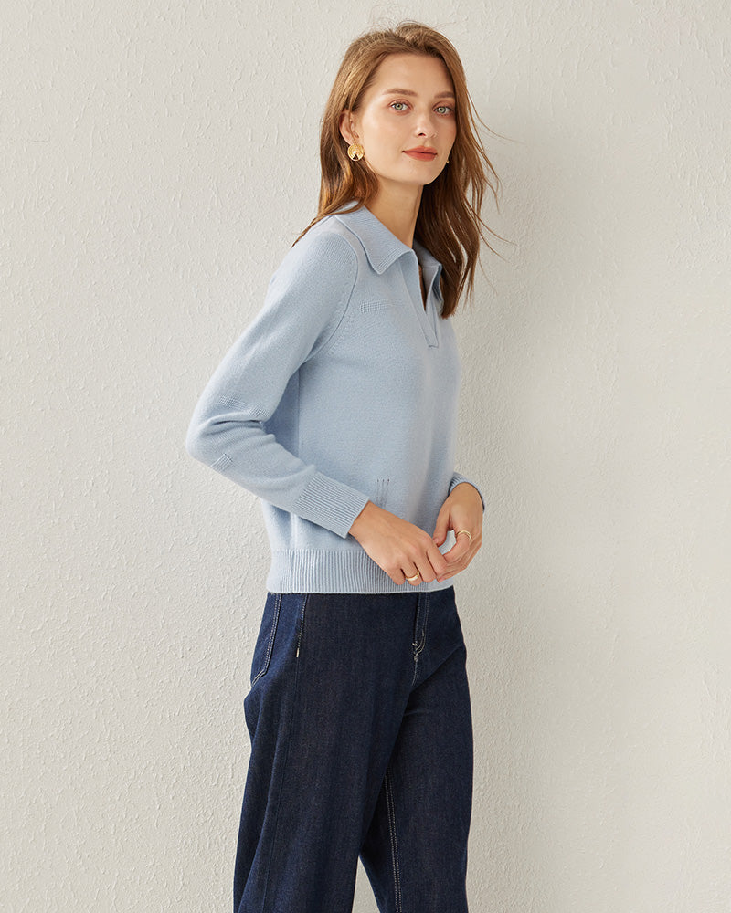 Women's Polo Collar Cashmere Sweater - DAISYSILK