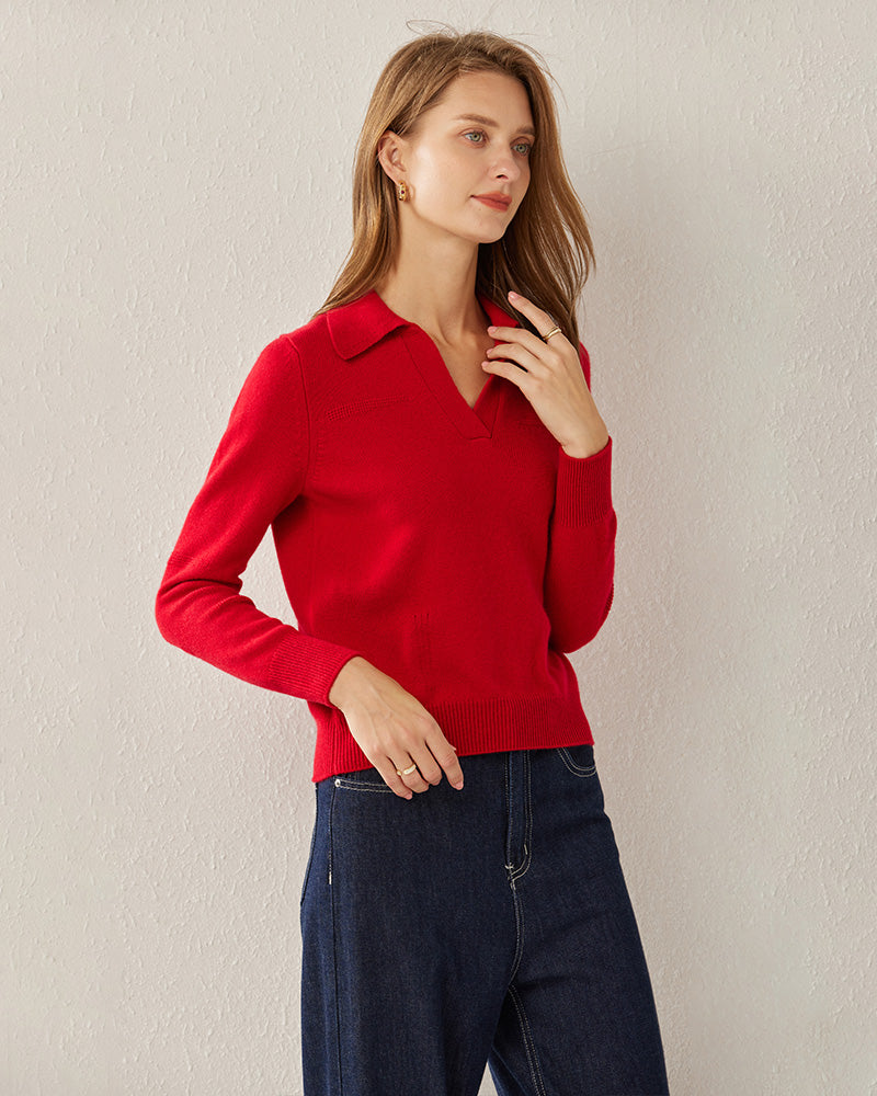 Women's Polo Collar Cashmere Sweater - DAISYSILK