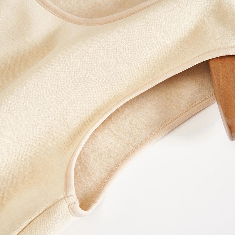 Women's Silk Velvet Thermal Vest, Beige