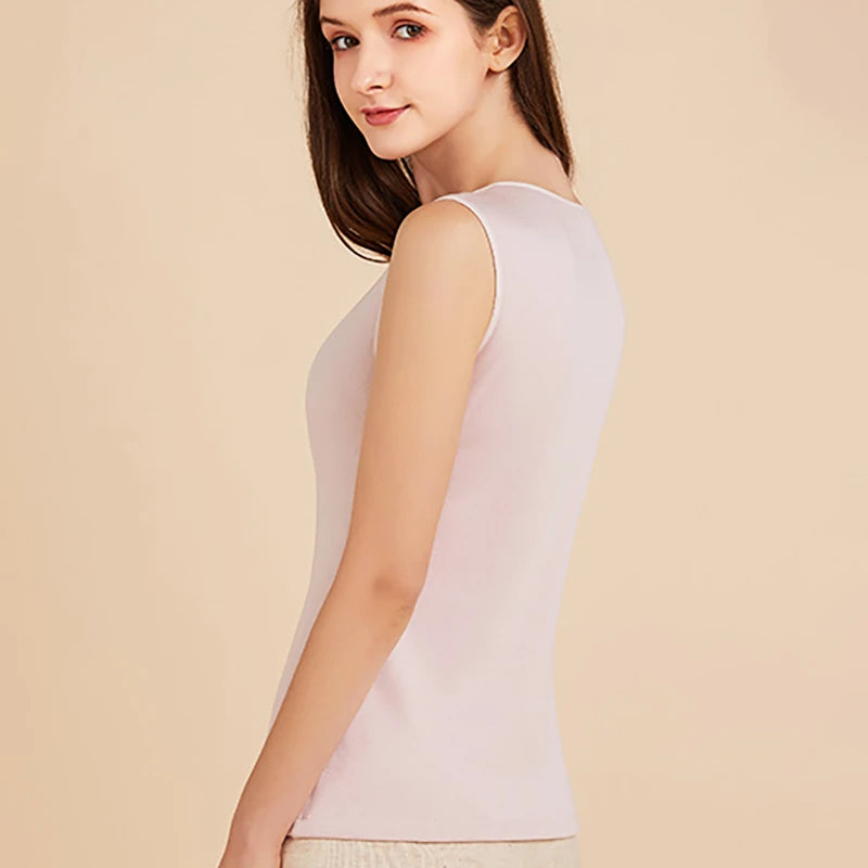 Women's Silk Velvet Thermal Vest, Pink