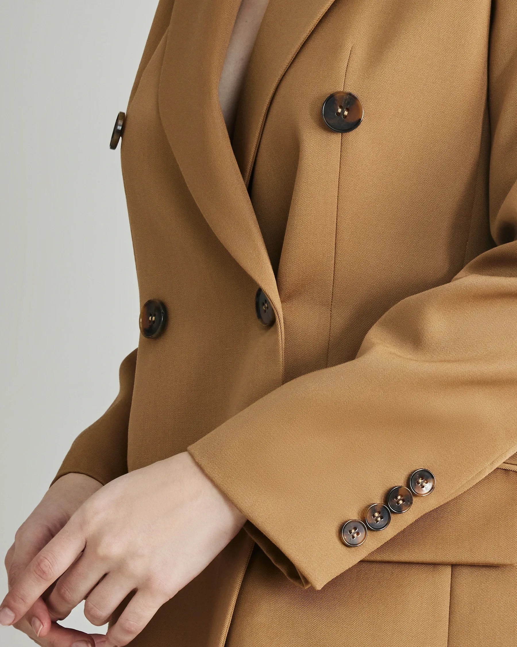 Women's Wool Double-Breasted Blazer, Camel