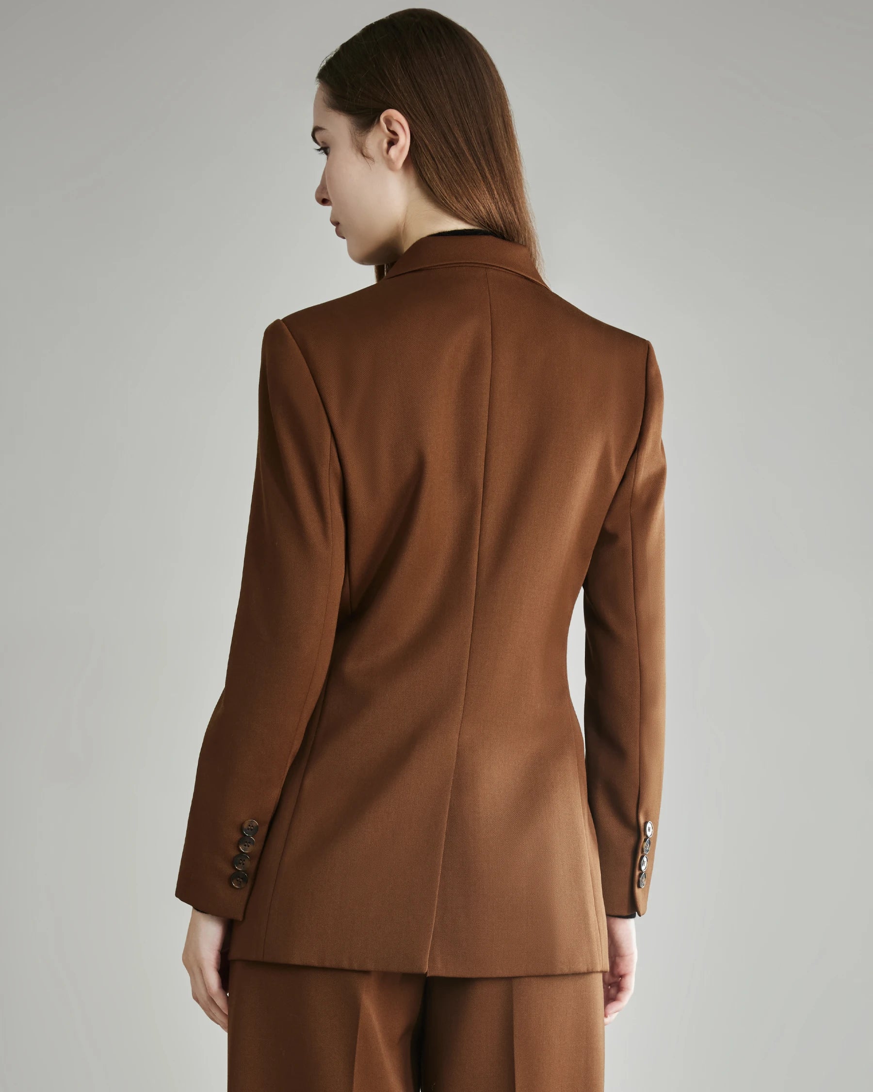 Women's Wool Double-Breasted Blazer, Caramel