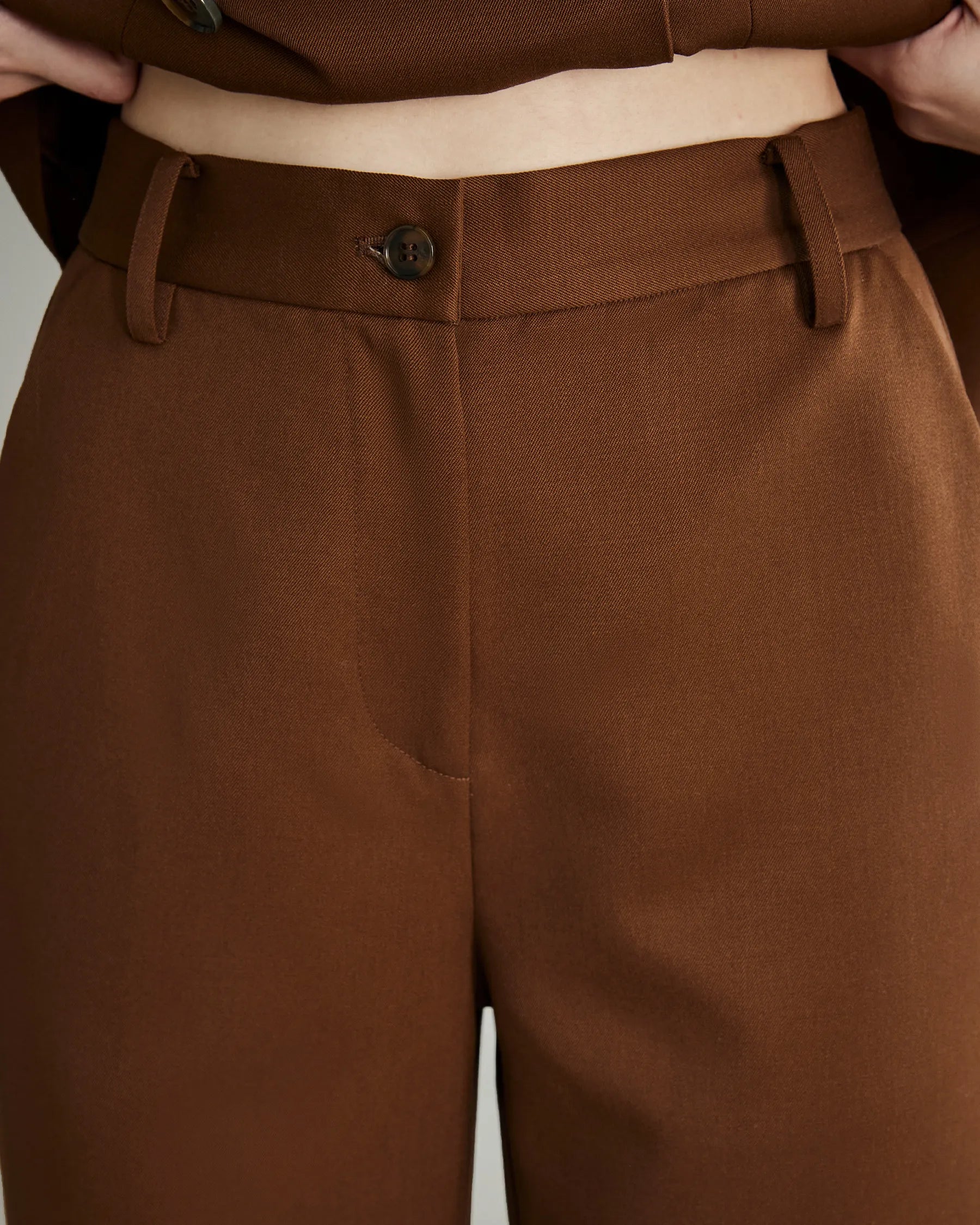 Wool Flared Suit Trousers for Women, Caramel