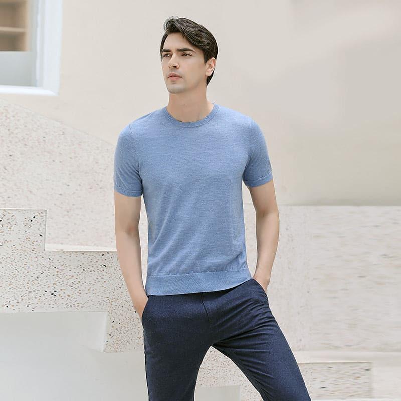 Short Sleeve Cashmere Sweater for Men - DAISYSILK