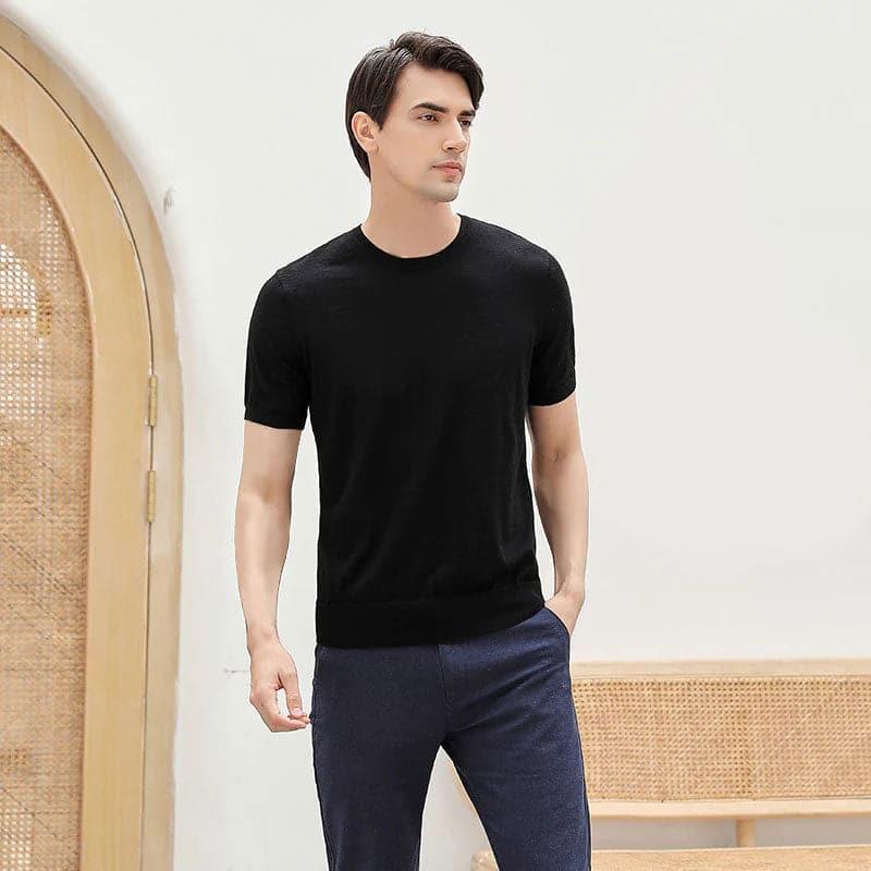 Short Sleeve Cashmere Sweater for Men - DAISYSILK