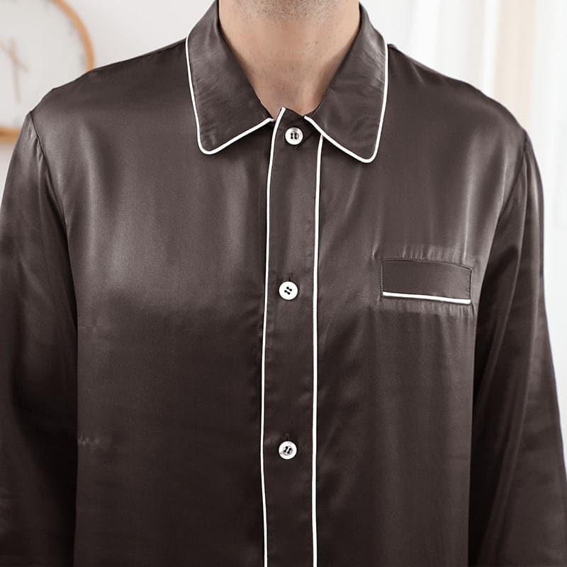 Double Piping Silk Pajamas Set For Men - DAISYSILK