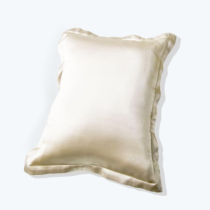 Polyester Filled Pillow With Silk Shell Cushion, Champagne