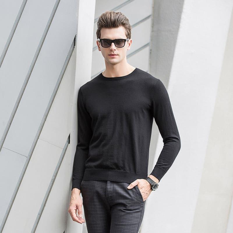 Crew Neck Cashmere Sweater for Men - DAISYSILK