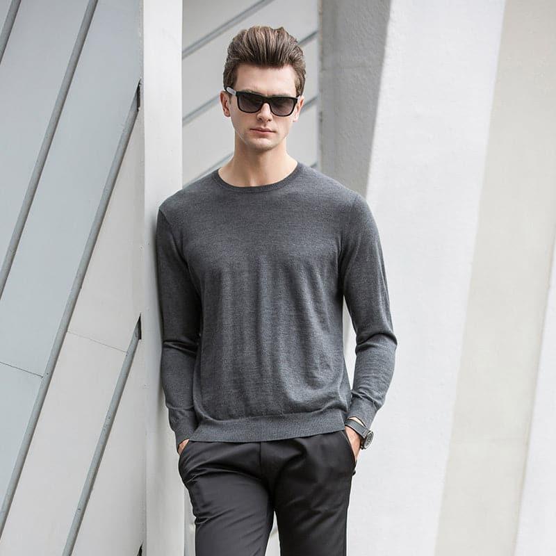 Crew Neck Cashmere Sweater for Men - DAISYSILK