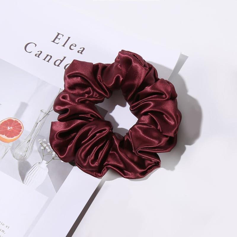 5CM Large Silk Hair Scrunchies, Wine Red
