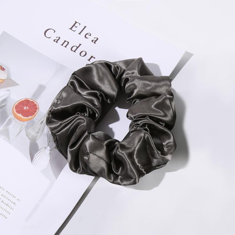 5CM Large Silk Hair Scrunchies, Dark Grey