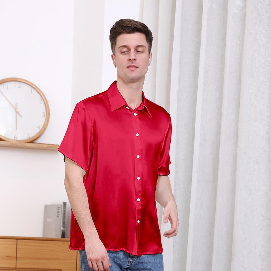 Men's Basic Silk Shirt Short Sleeve - DAISYSILK