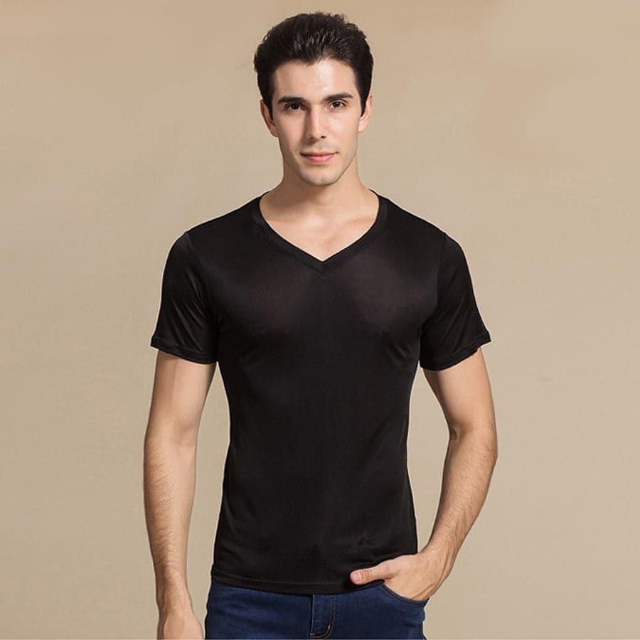 Men's Basic Style Silk Knit T-Shirt - DAISYSILK