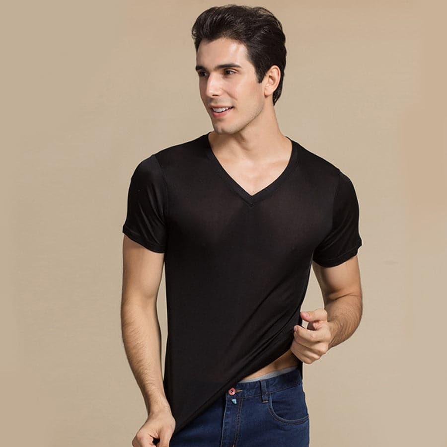 Men's Basic Style Silk Knit T-Shirt - DAISYSILK