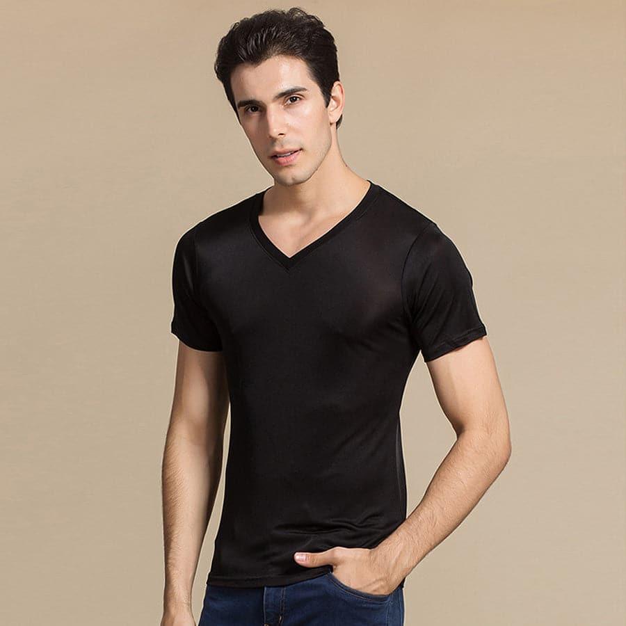 Men's Basic Style Silk Knit T-Shirt - DAISYSILK