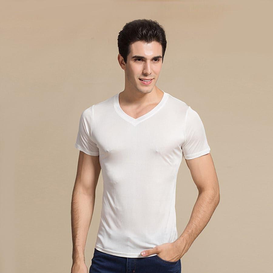 Men's Basic Style Silk Knit T-Shirt - DAISYSILK