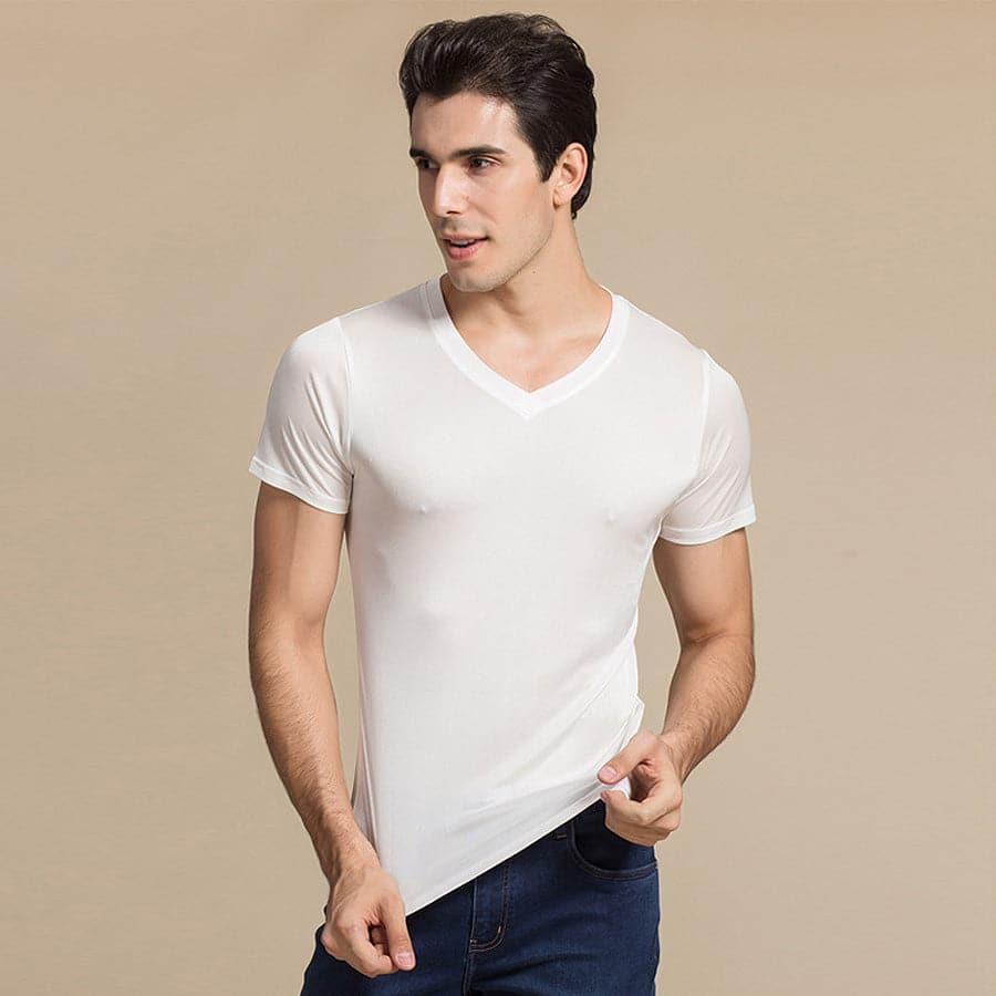 Men's Basic Style Silk Knit T-Shirt - DAISYSILK