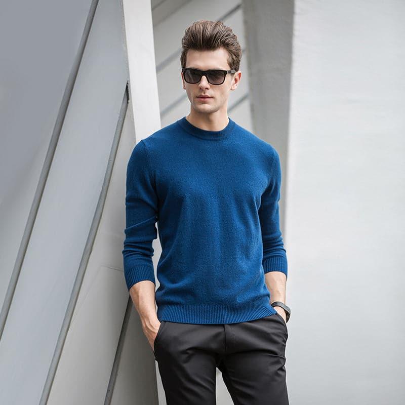 Men's Crew Neck Cashmere Sweater - DAISYSILK