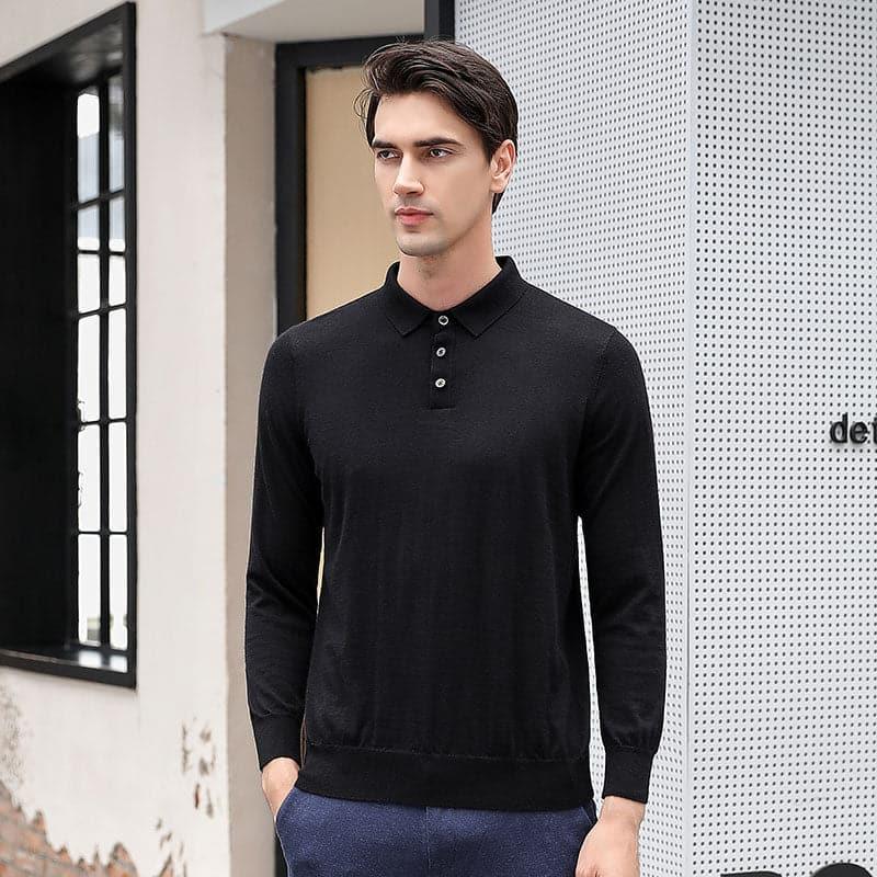Mens Polo Cashmere Sweater - DAISYSILK