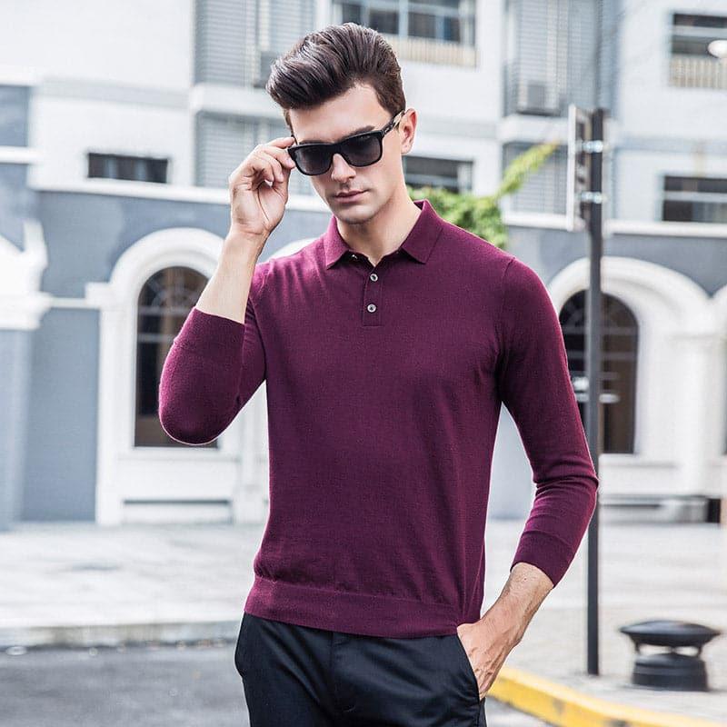 Mens Polo Cashmere Sweater - DAISYSILK