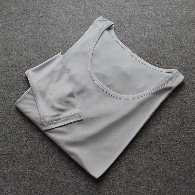 Mulberry Silk Long Thermal Underwear Set for Women Grey